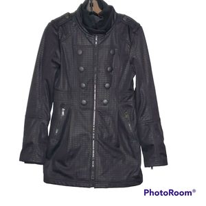 Zella fleece lined houndstooth full zip midweight coat jacket black size small